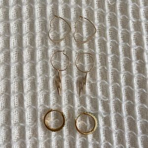 set of 3 gold earrings